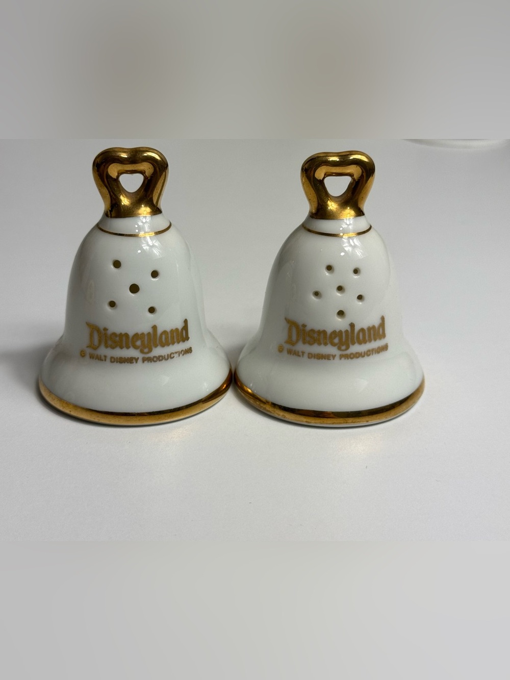 Disneyland Gold-Trim Porcelain Bell Salt & Pepper Shakers